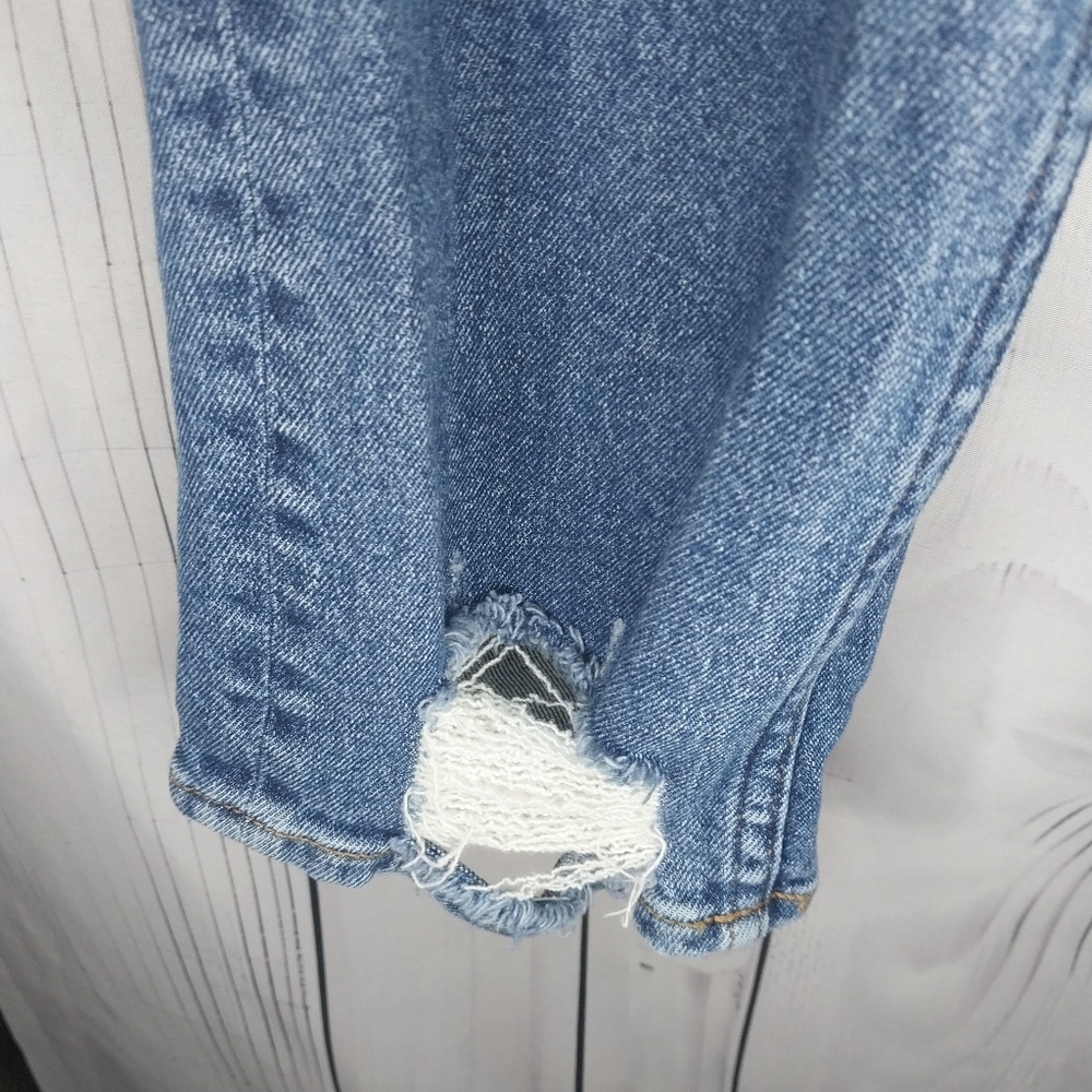 Vigoss Distressed Ripped Blue High Rise Skinny Straight Button-Fly Jeans - Picture 8 of 10